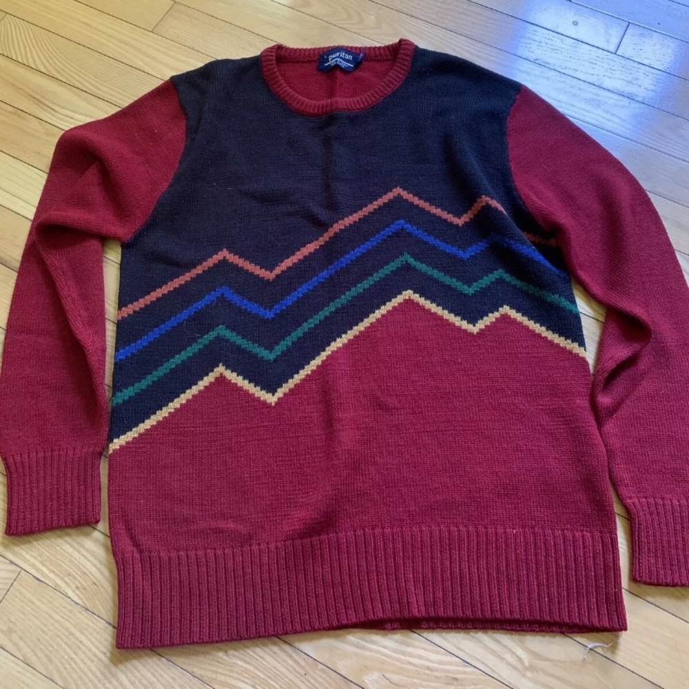 Vintage Geometric Emo Sweater 80s Acrylic M-L